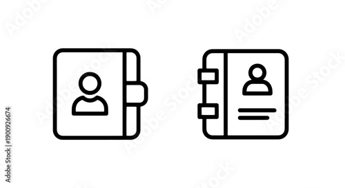 Icons of address books with person icons and tabs for contacts and entries