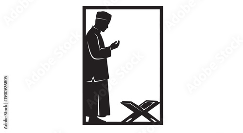 Ramadan Emblem Silhouette Family Worship Graphic