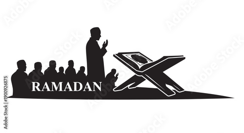 Ramadan Prayer Silhouette Icon Group Worship