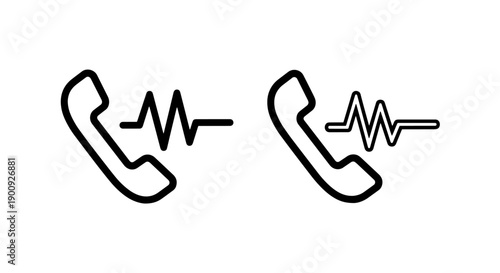 Two telephone receivers with sound wave icons, representing calls and audio communication
