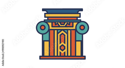 Ancient Greek Column Illustration with Vibrant Colors and Ornate Details.