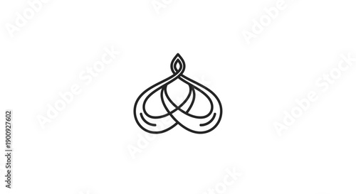 Simple black line art illustration of intertwined elements forming a symmetrical design.