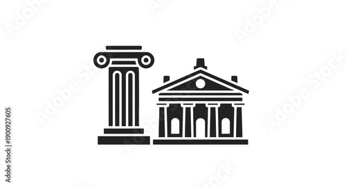 Ancient Greek architectural elements and building.