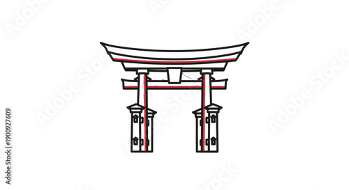Simple line art illustration of a traditional Japanese torii gate.