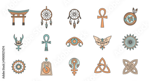 Collection of Ancient Mystical Symbols and Emblems.