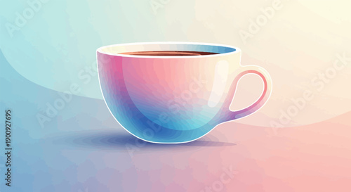 A simple, artistic depiction of a coffee cup with a gradient of colors and smooth lines