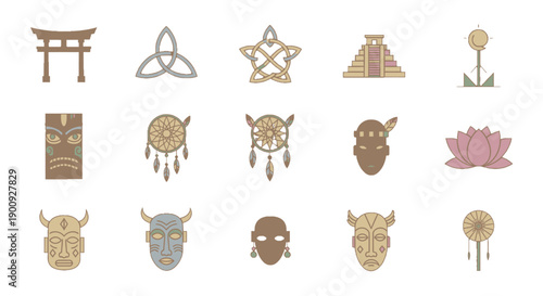 Collection of mystical and cultural symbols in various designs.