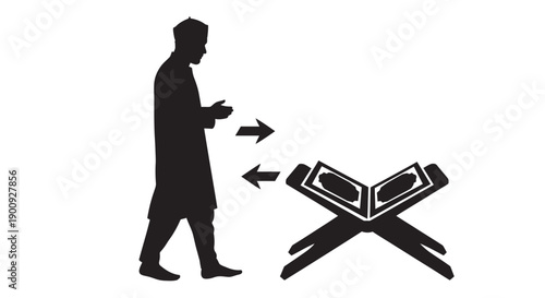 Woman in Prayer with Holy Quran Silhouette