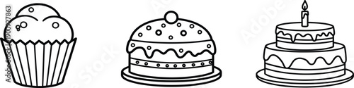 Line Art Celebration Cakes Cupcakes, Layer Cakes, and Birthday Cakes for Festive Occasions