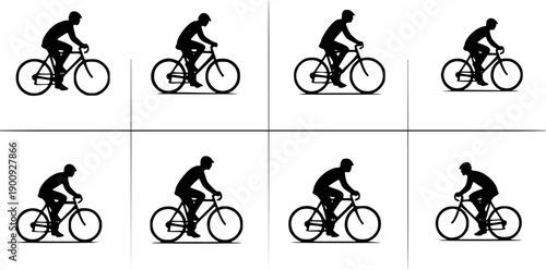 Vector illustration silhouette of a person riding a bicycle
