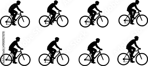 Vector illustration silhouette of a person riding a bicycle
