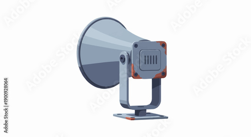 A retro, rusty speaker with a wide cone and a square sound output grille