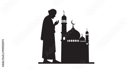 Child in Ramadan Prayer Silhouette Frame
