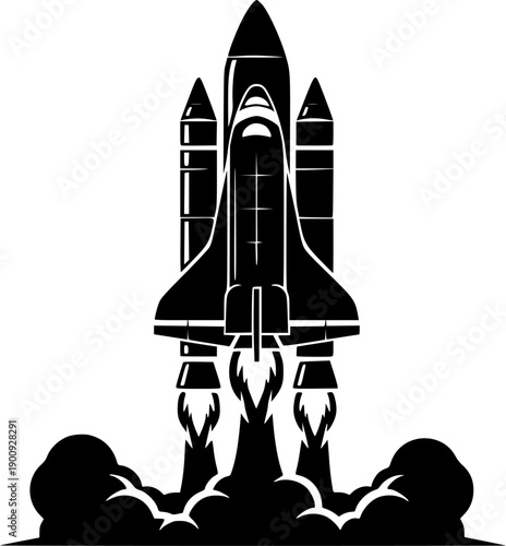 rocket launch icon set vector silhouettes illustration
