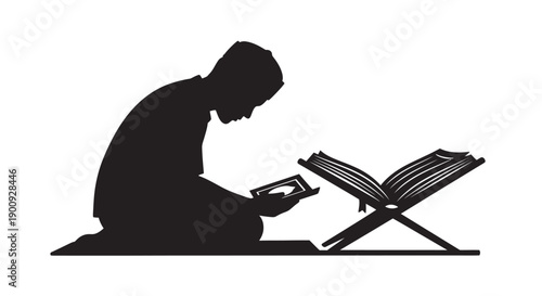 Child in Ramadan Prayer Silhouette Poster