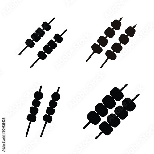 Four clusters of black resistors in varying configurations and quantities