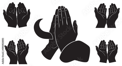 Elderly Muslim Worshiping in Mosque Silhouette