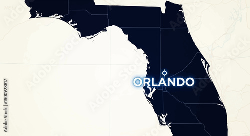 A map highlighting the city of Orlando within the state of Florida
