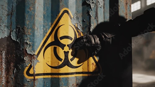 Soldiers discovering a biohazard storage warehouse