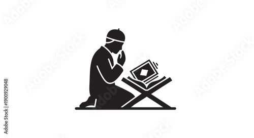 Ramadan Prayer Silhouette Sticker Element