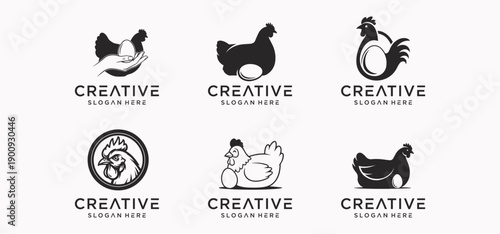 Modern Chicken Farming logo in the countryside, chicken egg farmer logo.