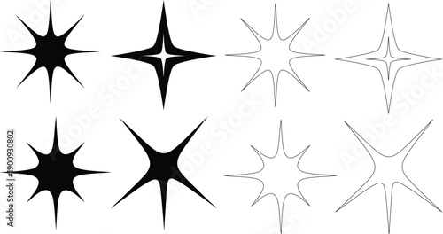 Versatile collection of sparkle and starburst graphic elements for creative design projects