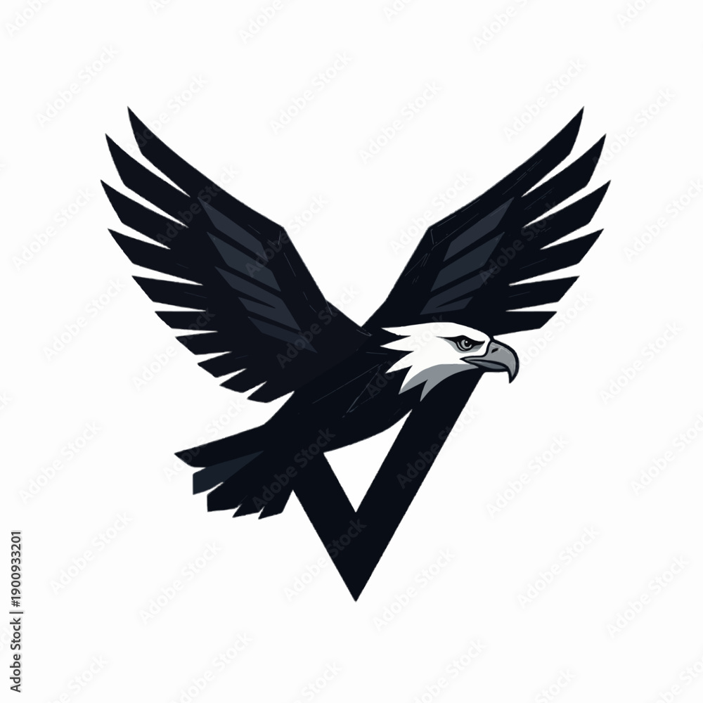 Fototapeta premium Majestic Eagle Mascot Logo Illustration, Flying Bird of Prey Vector, Wild Falcon Portrait for Branding and E-sports
