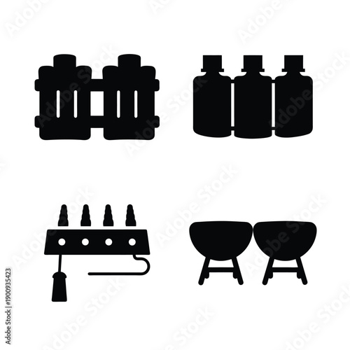 Set of grilling and beverage items for outdoor cooking and relaxation