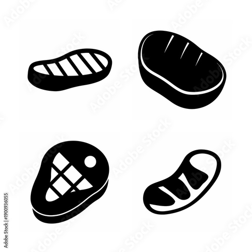 Four distinct types of black sandals displayed in a minimalist design layout