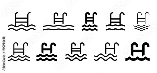 Pool icon simple line kit