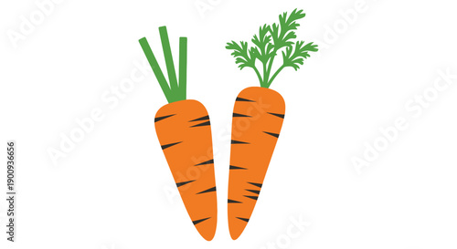 Two stylized carrots stand side by side