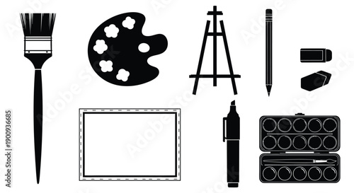 Set of Art Supplies Icons
