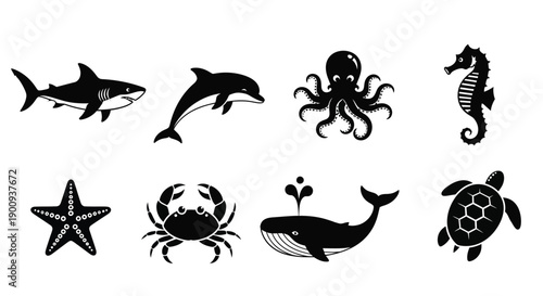 Set of Marine Animals Icons