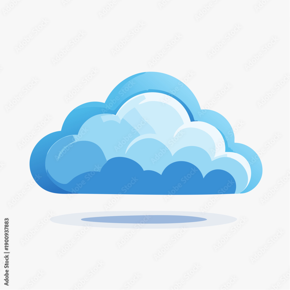 Fototapeta premium Abstract Cloud Vector Illustration: Minimalist Design with Soft Rounded Contours and Gentle Sky-Blue Gradients