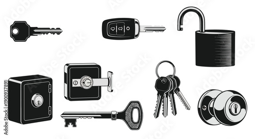 Set of Locks and Keys Icons