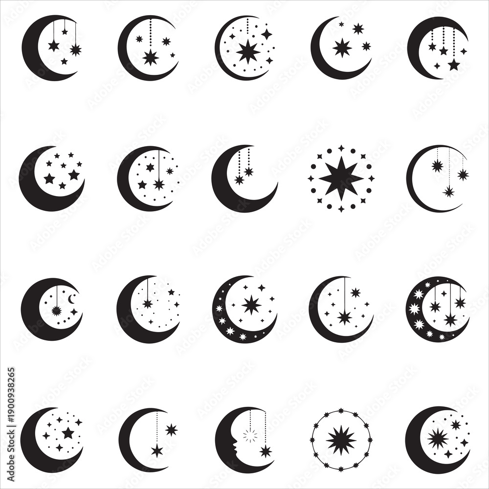 Fototapeta premium Moon and Stars Clip Art