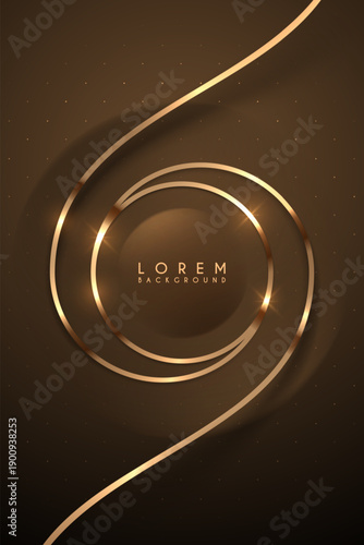 Golden circle lines frame on brown backgound