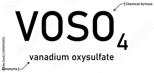 Vanadium oxysulfate chemical formula with callout titles