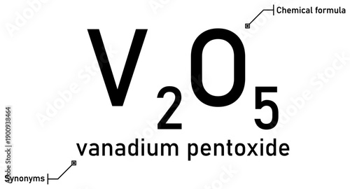 Vanadium pentoxide chemical formula with callout titles