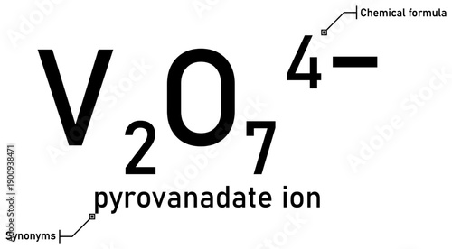 Pyrovanadate ion chemical formula with callout titles