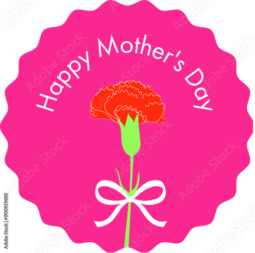 Happy Mother’s Day Carnation Badge Illustration