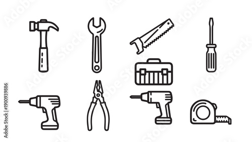 Collection of Hand and Power Tools Vector Icons