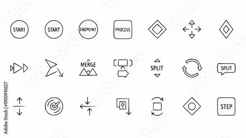 Black and white flow chart symbols.