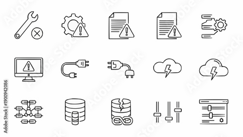 Technology icons for computer software.