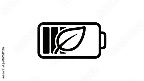 Eco friendly battery with leaf symbol.