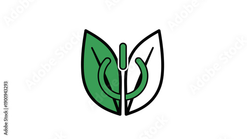 Green leaf with euro symbol.