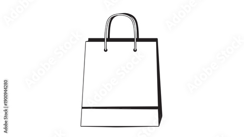 Minimalist white shopping bag with clean outline on a plain background.