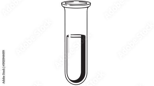 Minimal Line Drawing of a Test Tube with Liquid in a Laboratory Glass Vessel.