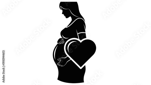 Pregnant woman with heart symbol.