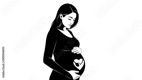 Pregnant Woman Holding Her Belly.